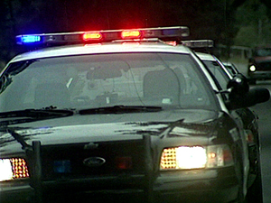 Police car with lights on